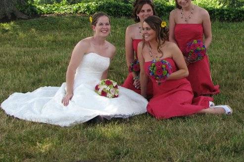 The bride with her bridesmaid