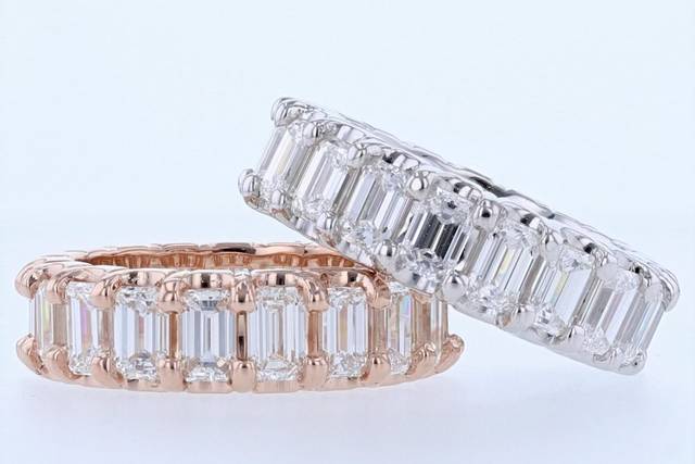 Emerald cut eternity bands