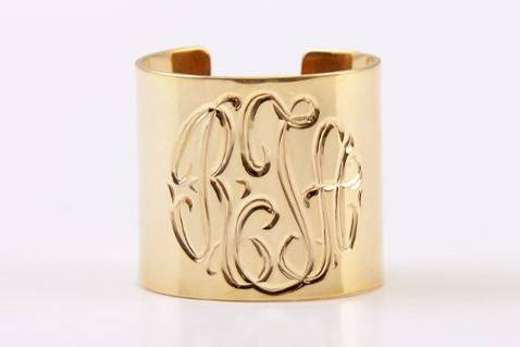 For those who love to wear it big!  This ring may be personalized by adding any 3 initials.  The Monogram ring is 18mm wide cuff made out of Sterling Silver or Sterling Silver with 14K gold plate.