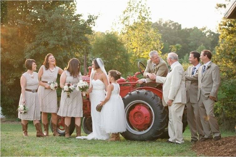Rob's tractor and the entire wedding party