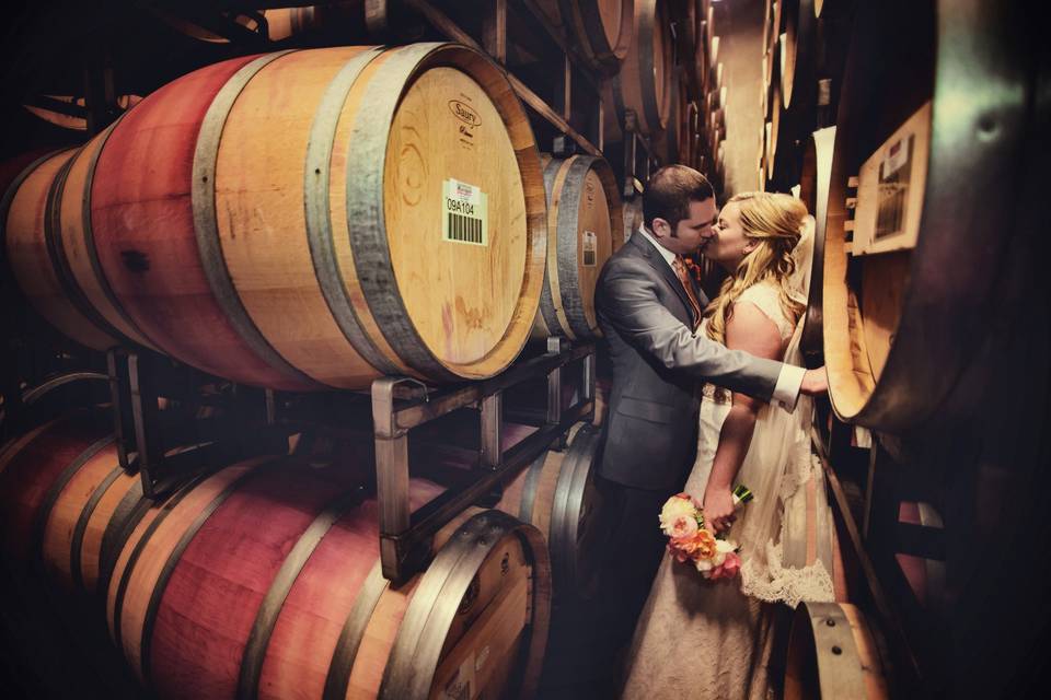 Kissing in the winery