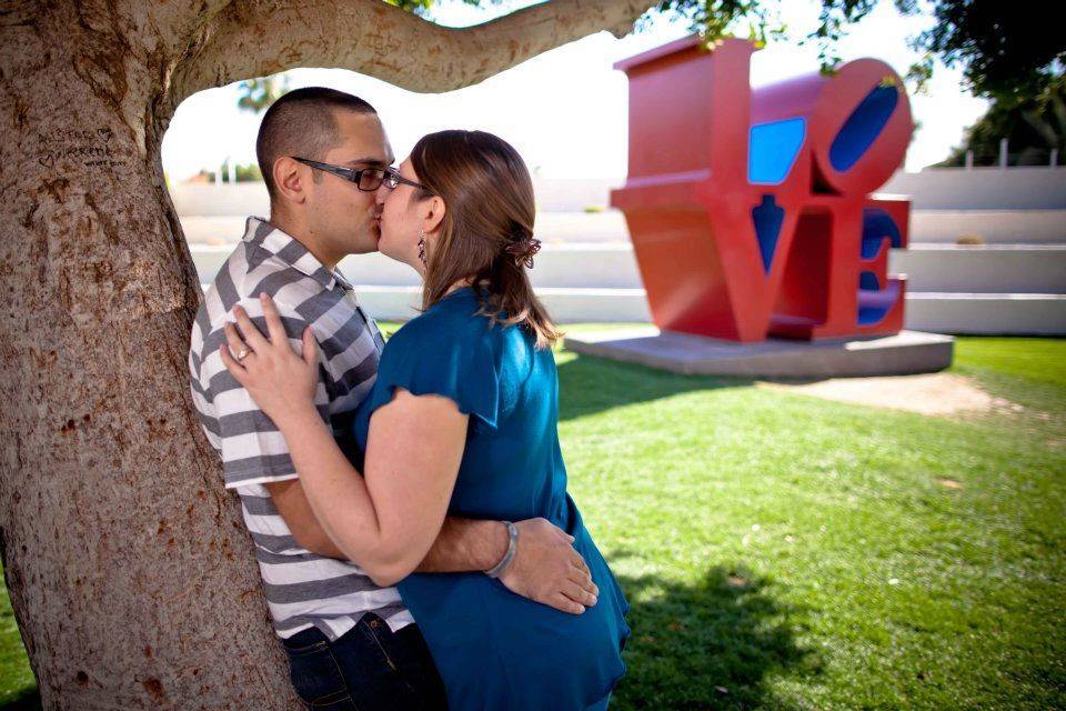 The couple's kiss