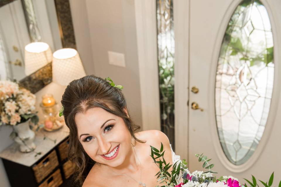 Bride at staircase