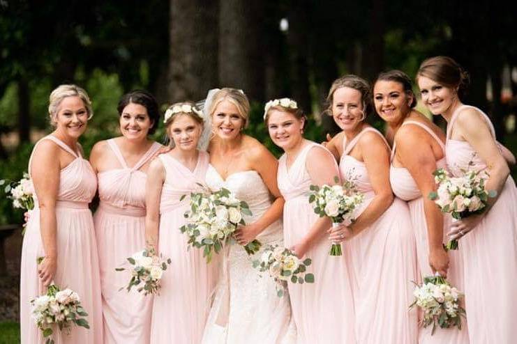 Bride with bridesmaids