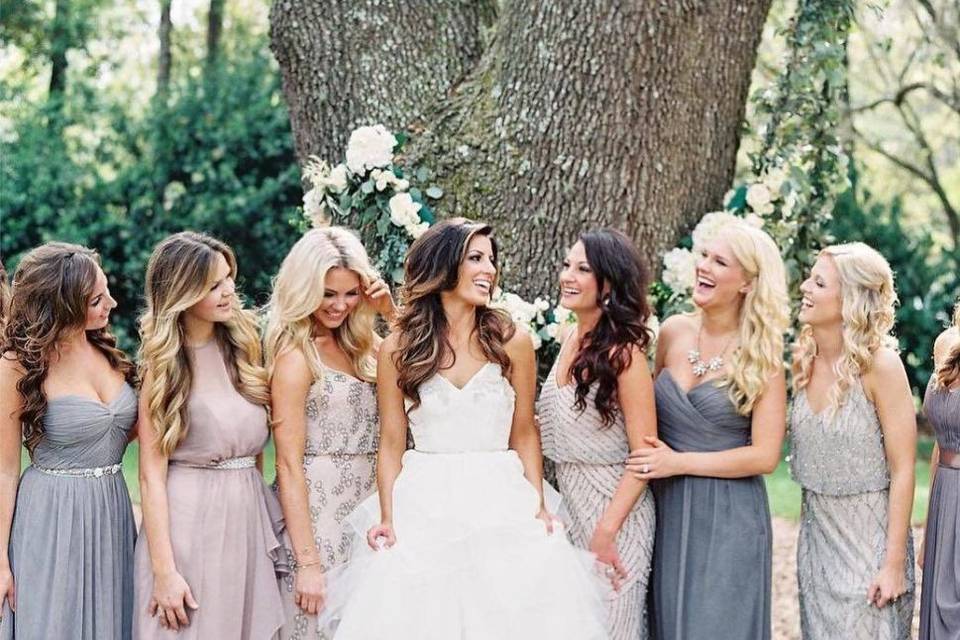 The bride with her bridesmaids