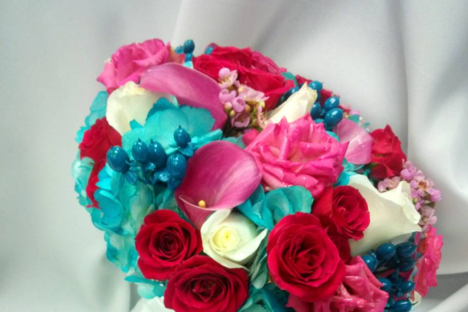 Blue and red roses