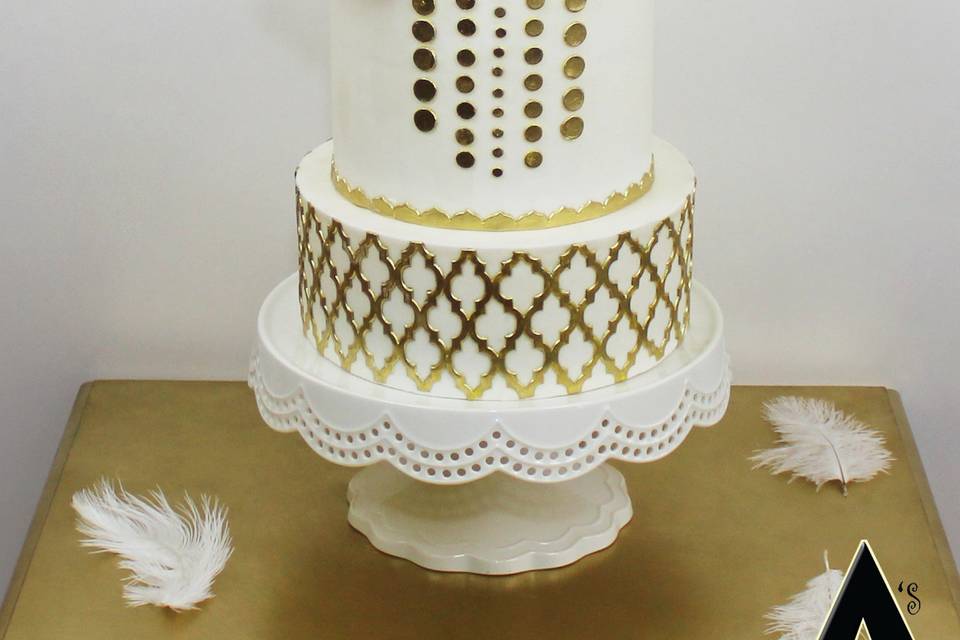 Gold and White Cake