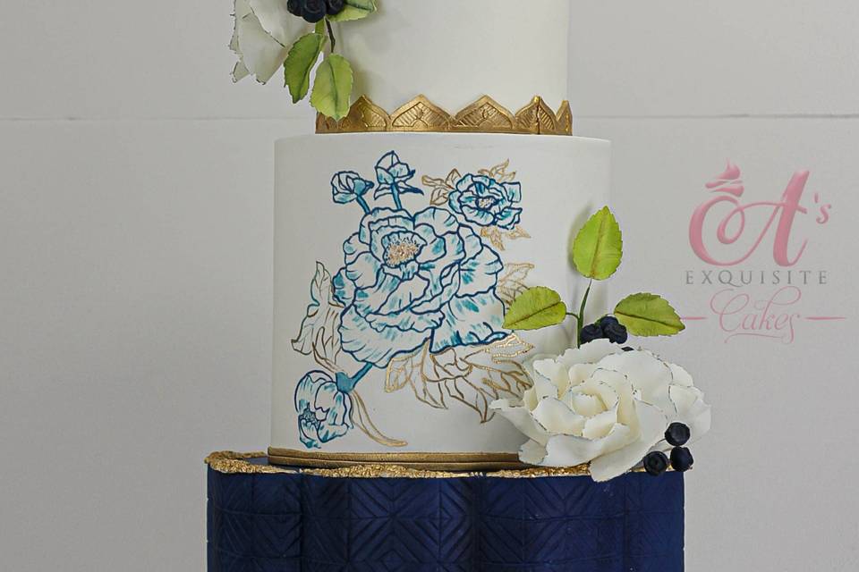 Peony Rose Wedding Cake