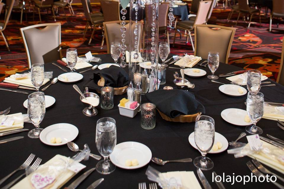 Table setting and floral centerpiece