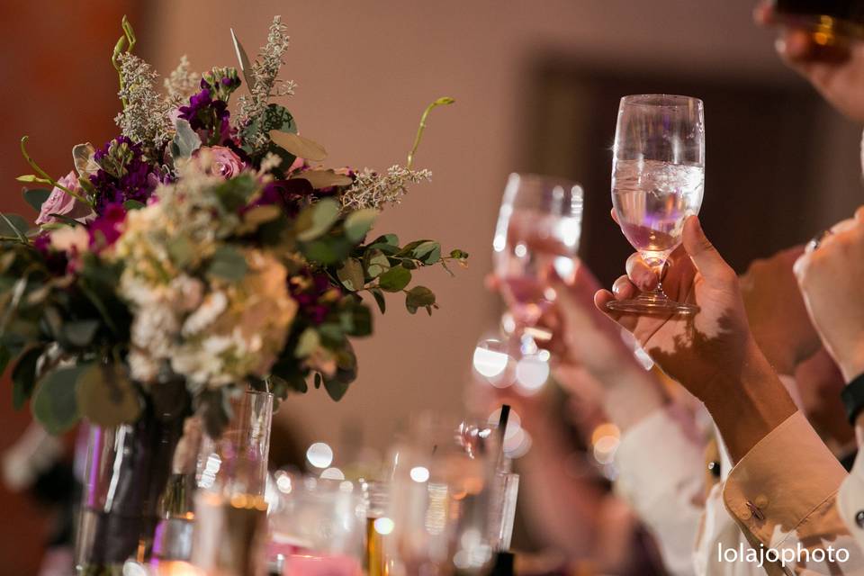 Table setting and floral centerpiece