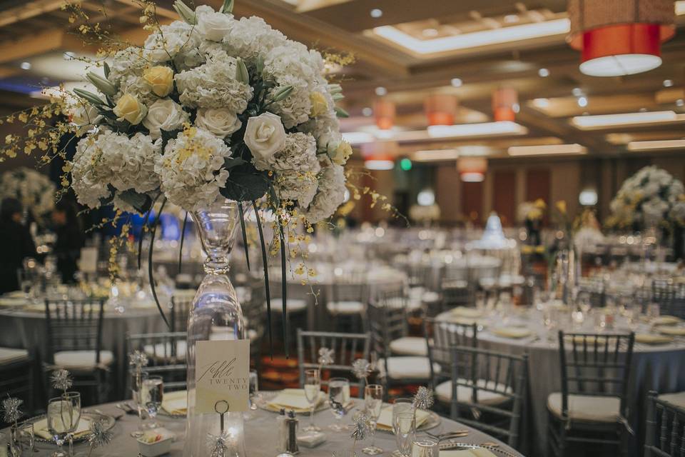 Raised floral centerpieces