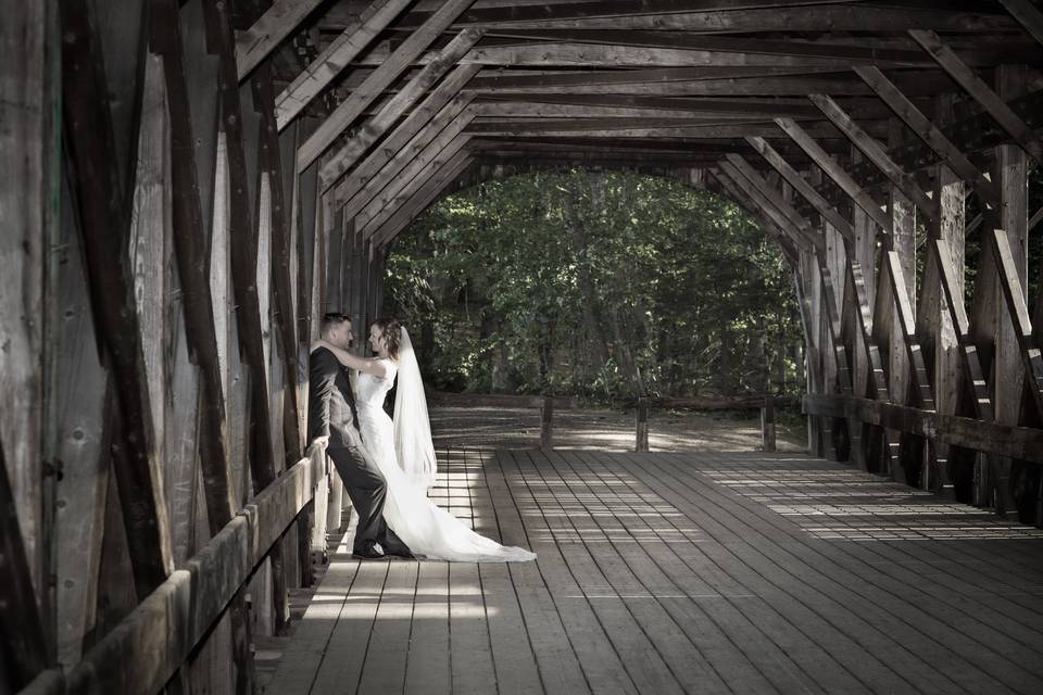 Covered bridge on our riverban