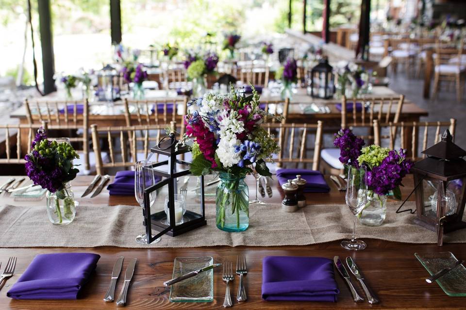 Table setting and purple decor