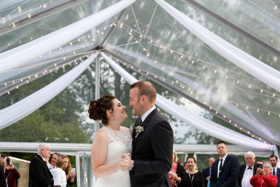 Newlyweds dancing