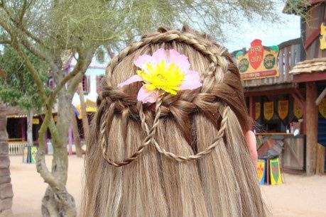 Cascade Crown with three twists, a good braid to use to anchor a veil.