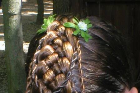 A single Five Strand braid, tucked and with three twists