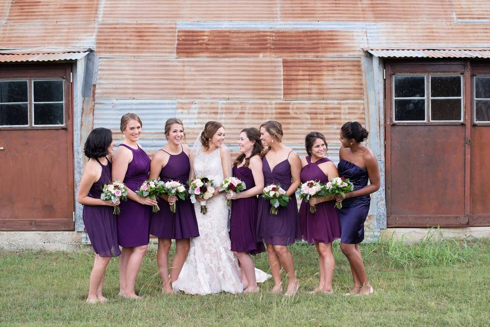 The bride and bridesmaids