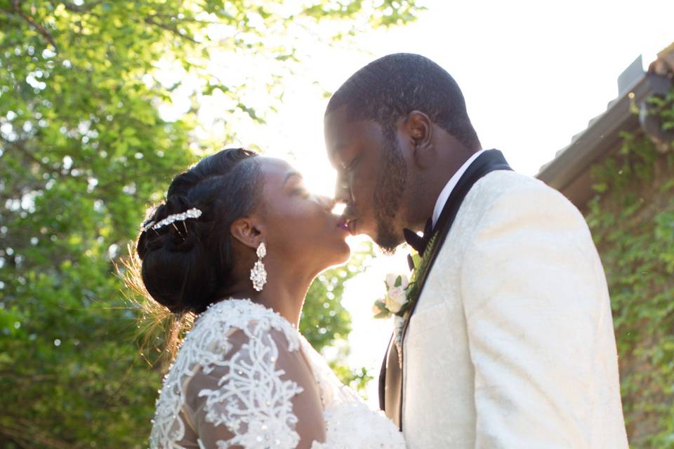 Newlyweds kiss