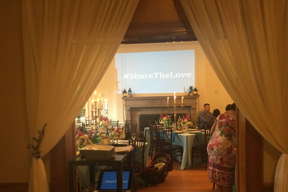 This couple took advantage of the white paneled walls to display a message and later some photographs