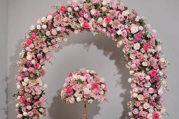 Pink Arch Ceremony Decor