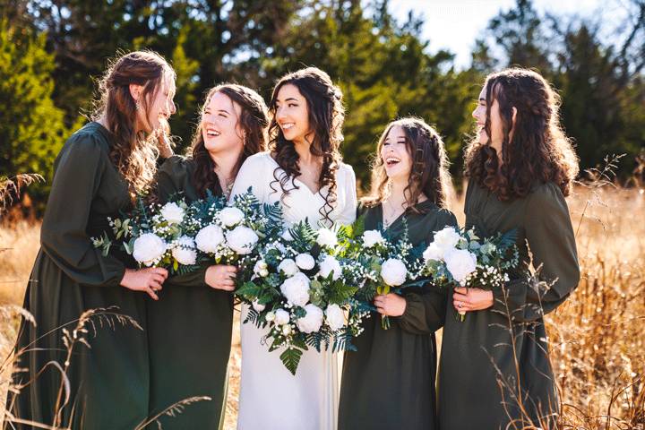 Bridesmaids laughing