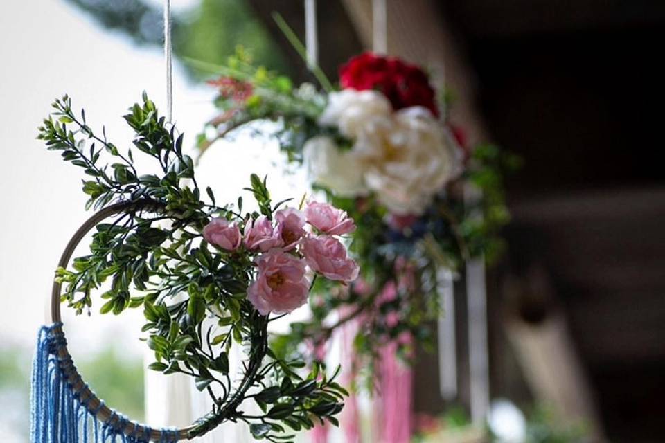 Bride made these fun decorations for her sweet summer day.