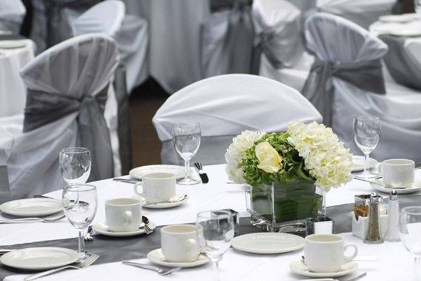 Table setup with centerpiece