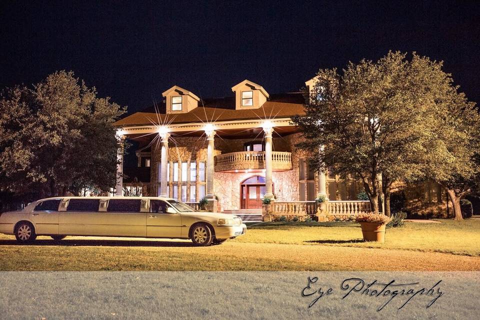 Limousine parked in front of the villa