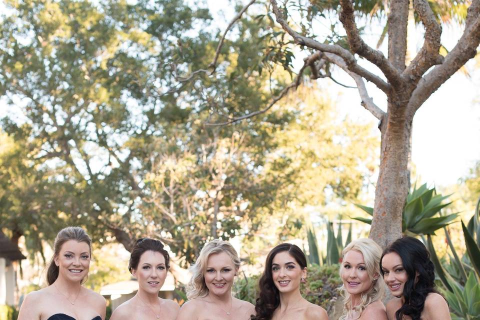 The bride with her bridesmaids