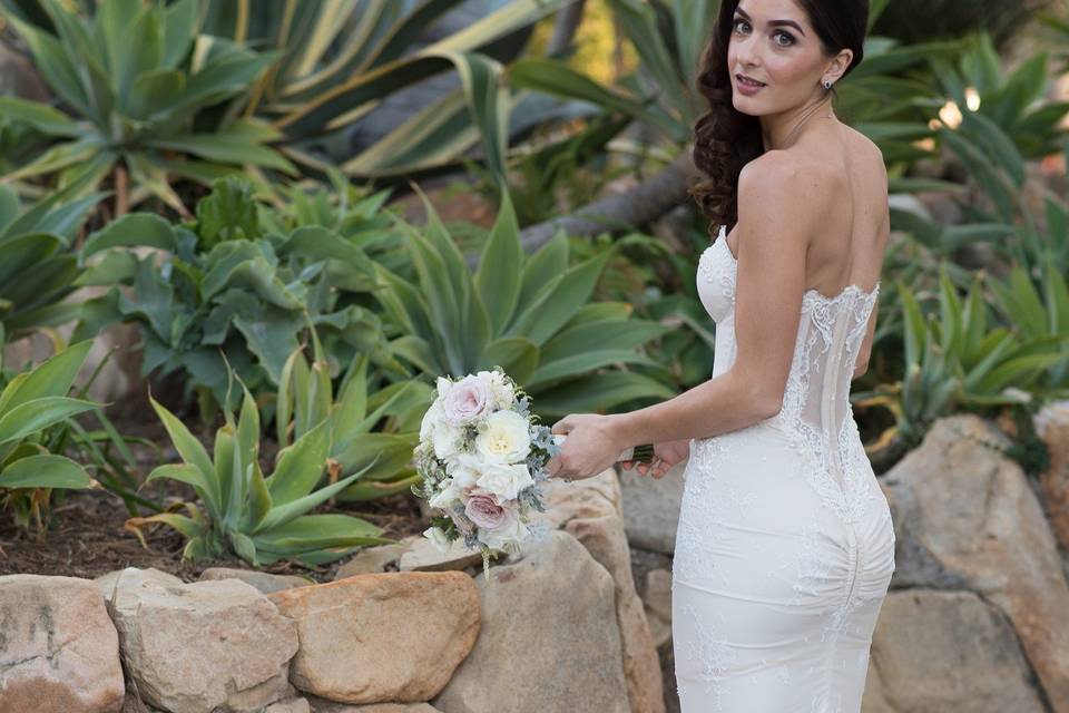 The bride holding her bouquet