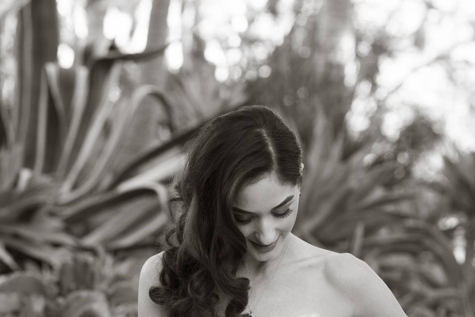 The bride holding her bouquet