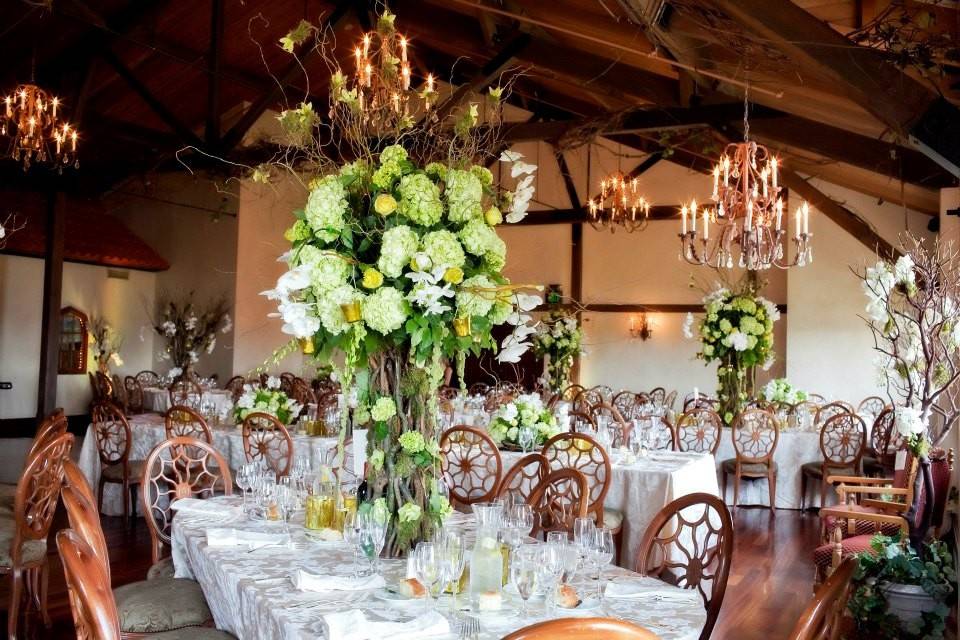 Table setup with centerpiece