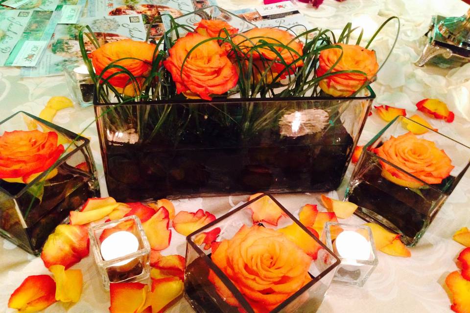 Orange roses centerpiece