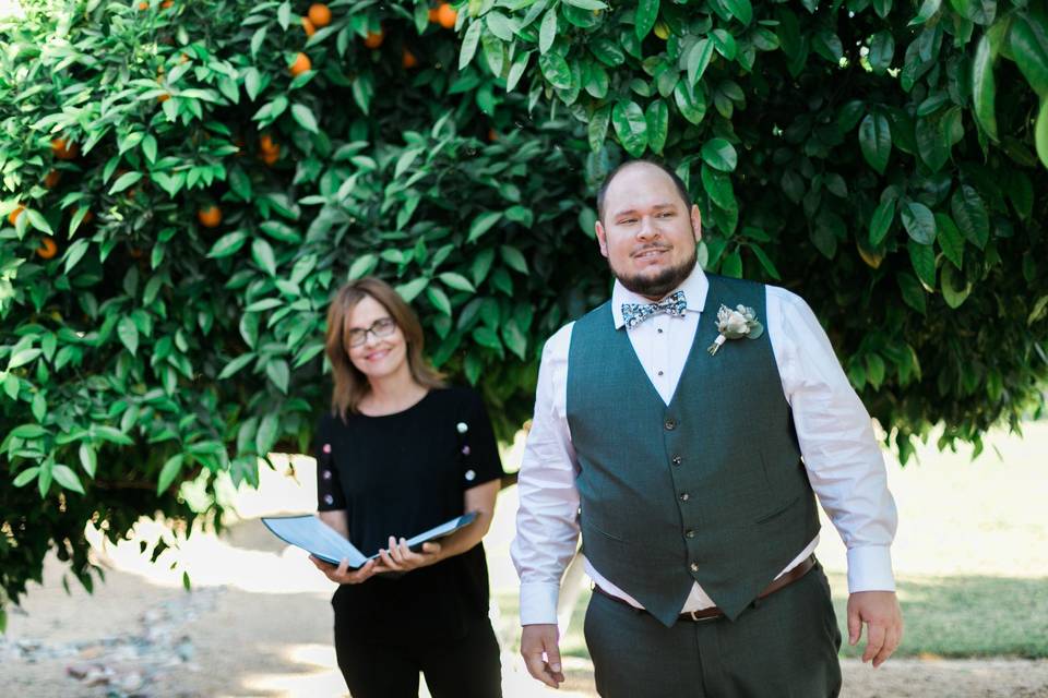 Groom sees his bride