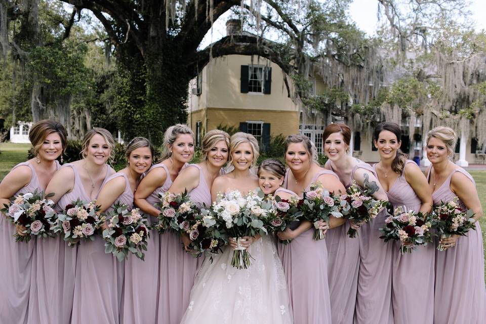 Bride and bridesmaids