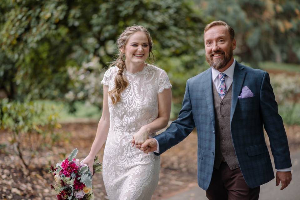 Bride and groom in portland