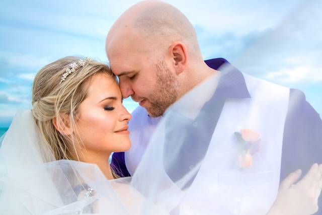 Wedding portrait with veil