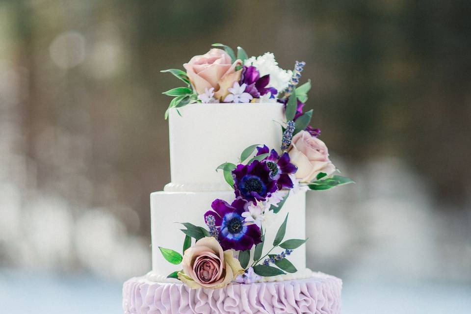 Ruffle Cake with Anenome and Roses
