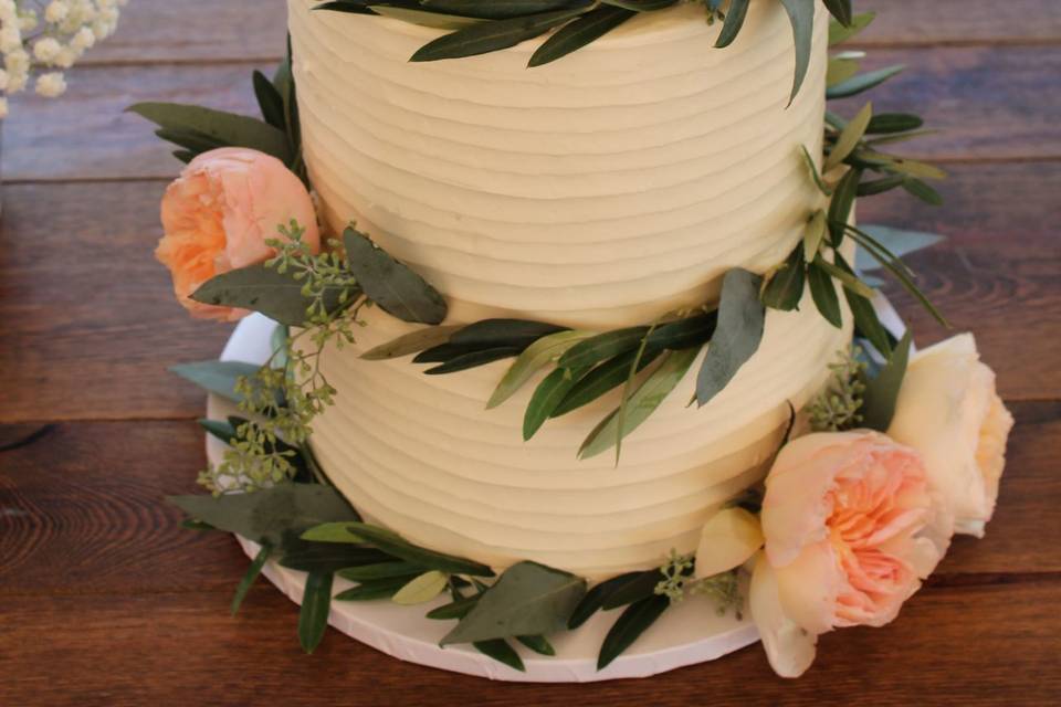 Rustic Buttercream with Olive Branches and Roses