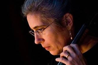 Sarah Bedwell plays Cello in String Trio. Here, at Indiana Roof Ballroom