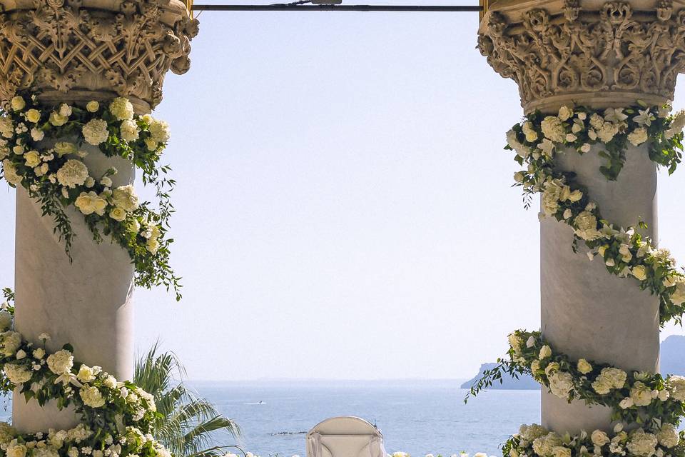 Flower arch at Villa Erba