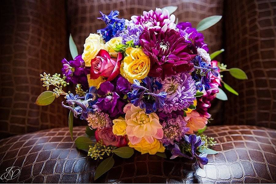 Purple and yellow arrangement