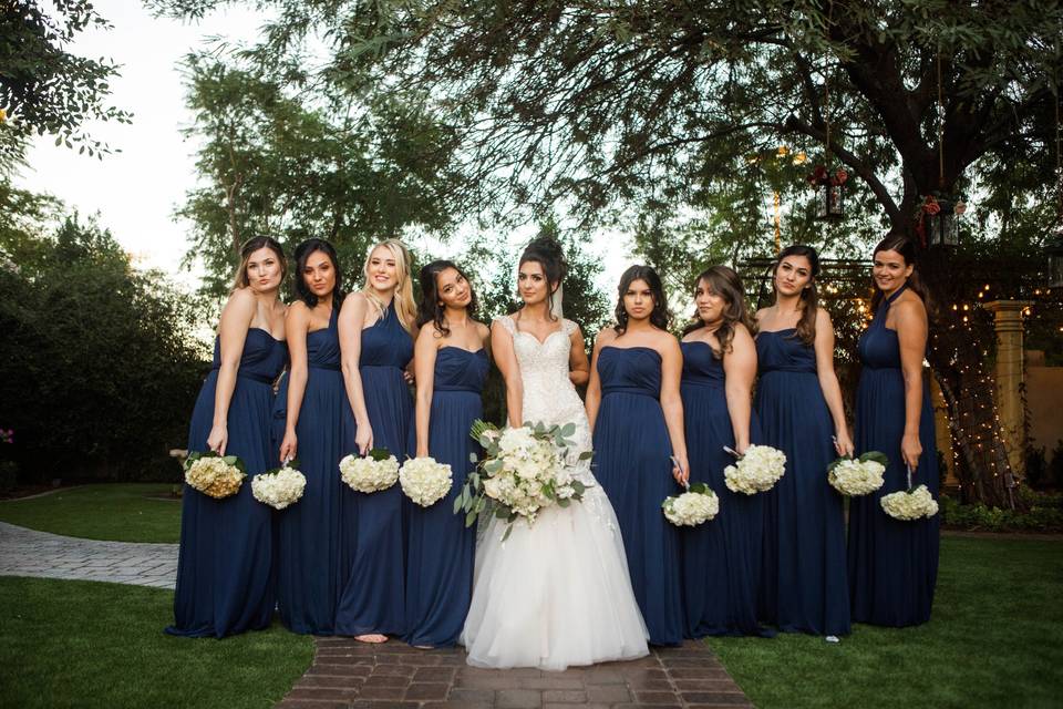 Bride with bridesmaids