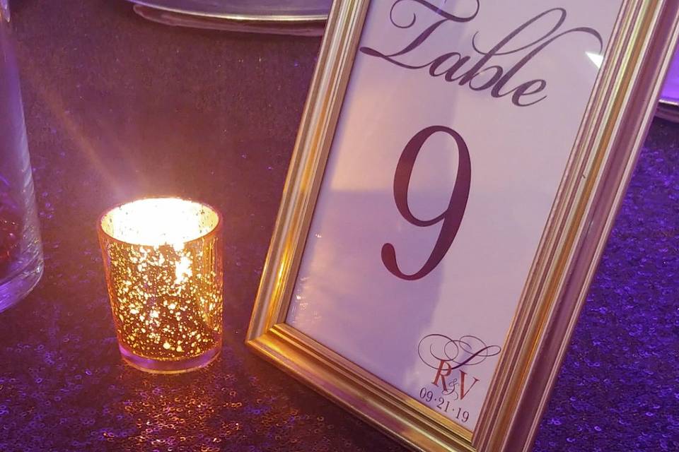 Framed Table Number Signage