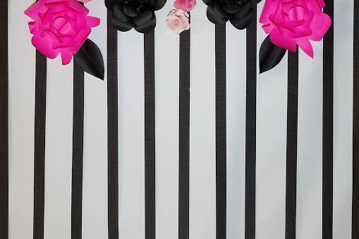 Pink and black paper flowers