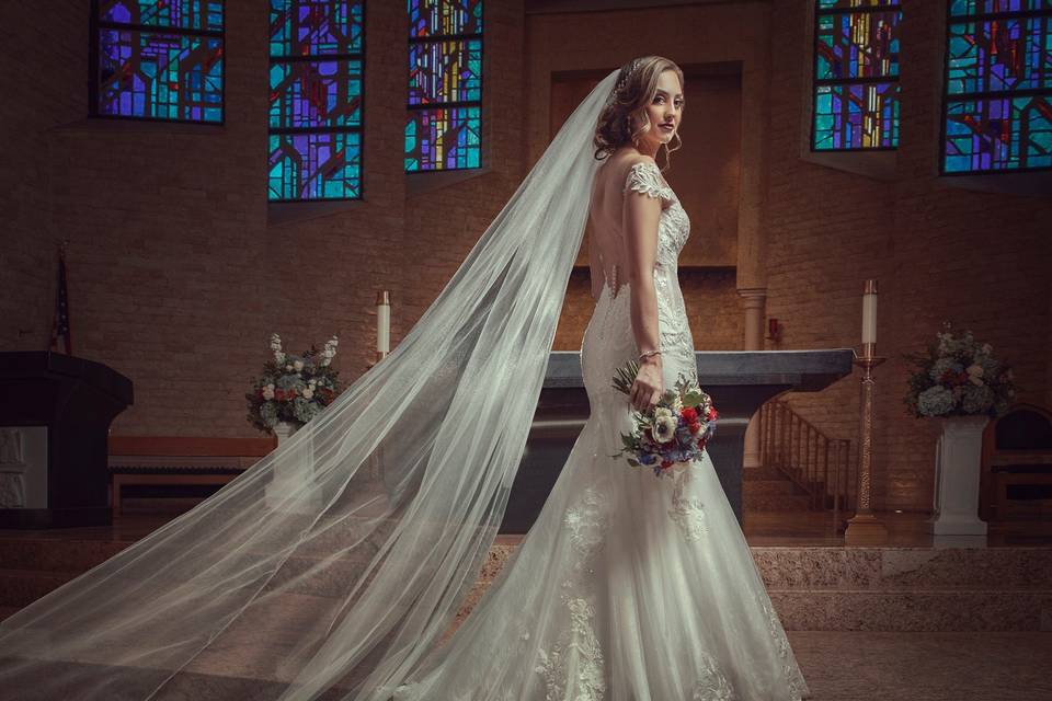 Bride up in the church