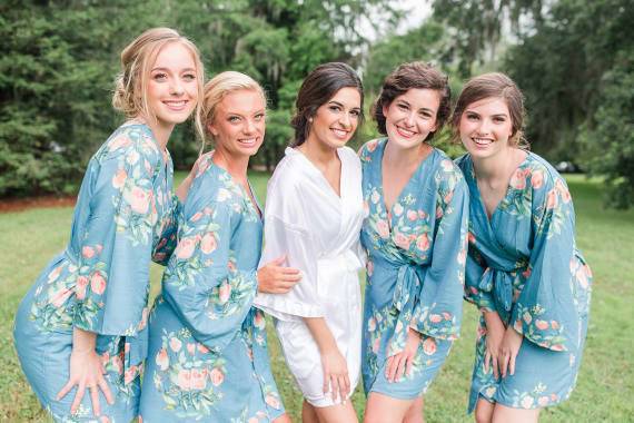 Dreamy Angel Song Pattern- Premium Dusty Blue Bridesmaids Robes
$30
These robes are from our new Premium Collection. With wider kimono sleeves as well as wider lapels and belt our robes can be best described as fun, flirty and so feminine. Addition of a softer rayon as the fabric, imparts a subtle yet elegant feel to it making it more gullible than cotton. This beauty is perfect for getting ready with no see-through issues and no extra hassle of purchasing extra liners for your robes.