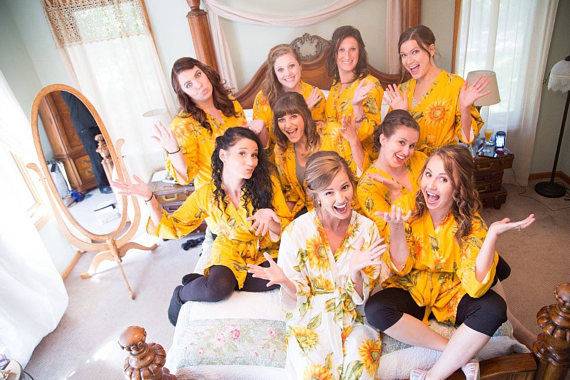 Yellow Sunflower Robes for bridesmaids | Getting Ready Bridal Robes
$25
Sunflower themed robes for getting ready on the big day - a memorable gift for your bridesmaids. These robes are in 