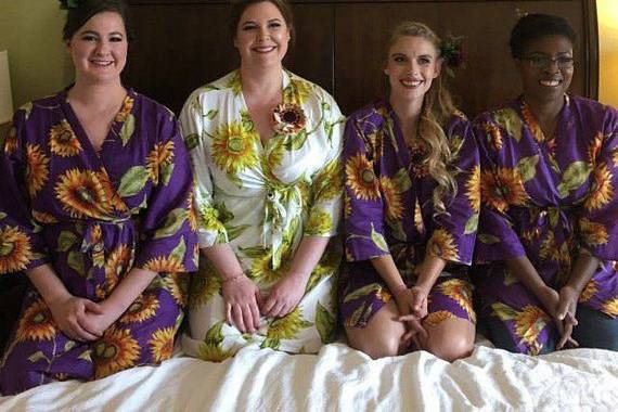 Purple Sunflower Robes for bridesmaids | Getting Ready Bridal Robes
$25
Sunflower themed robes for getting ready on the big day - a memorable gift for your bridesmaids. These robes are in 