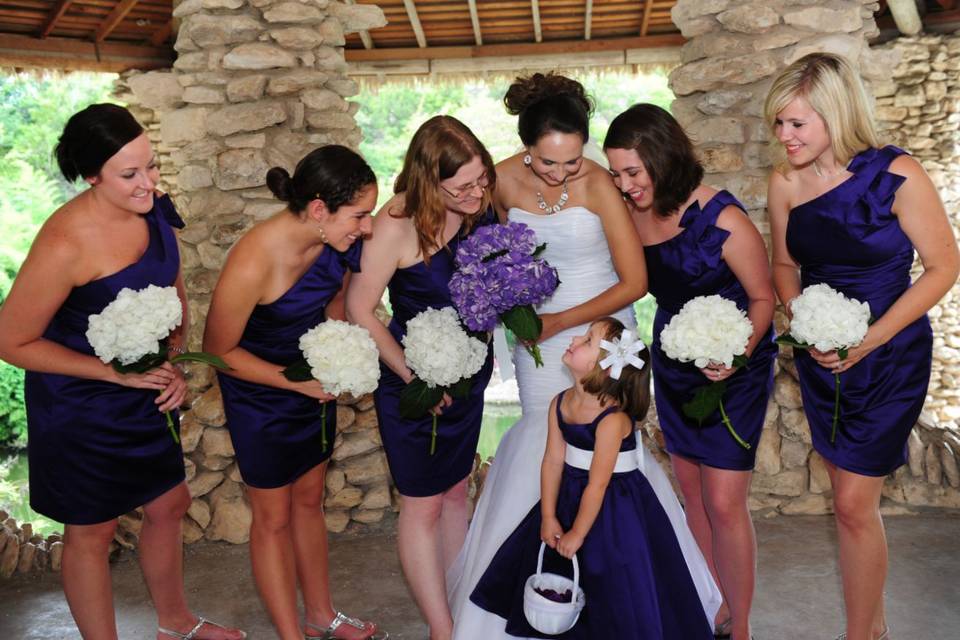 The bride with her bridesmaids